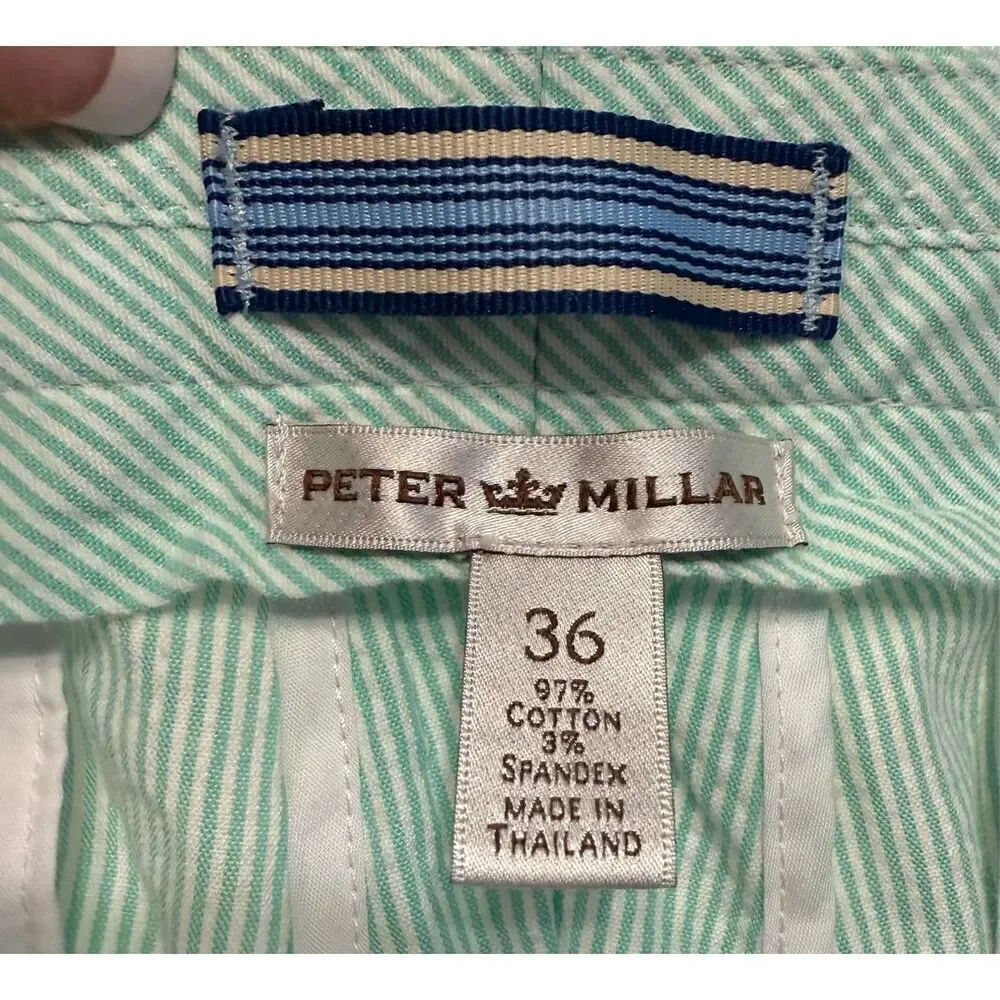 Peter Millar Men’s Seersucker Flat Front Shorts Sz. 36 Golf Summer
